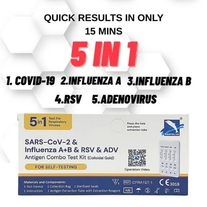 Deep Blue 5-in-1 Self Test COVID & Flu Test