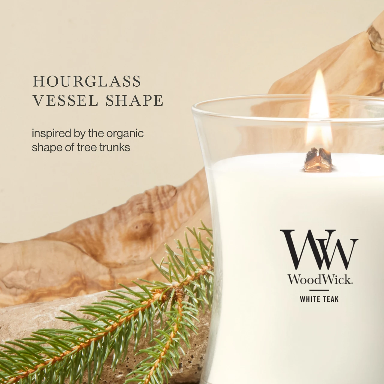 White Teak WoodWick Medium Hourglass Candle - Image 3