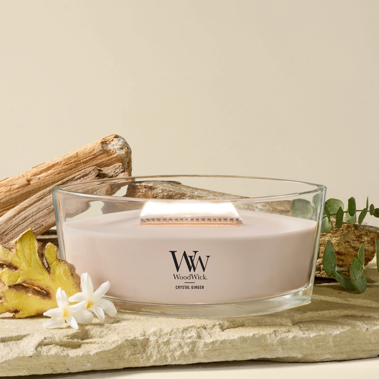 Crystal Ginger WoodWick Ellipse Candle